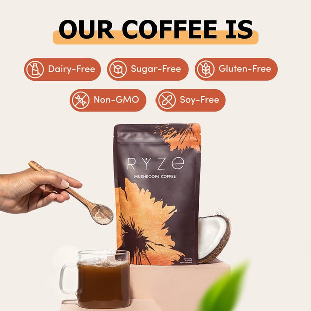 RYZE Mushroom Coffee USDA Organic |30 Servings|