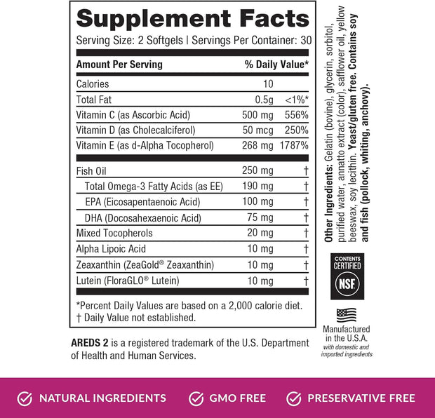 EyePromise Macular Health Eye Vitamin | 60 Softgel Capsules with No Zinc