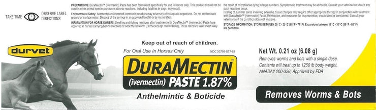 Durvet Duramectin Equine Wormer Paste - 3 Tubes